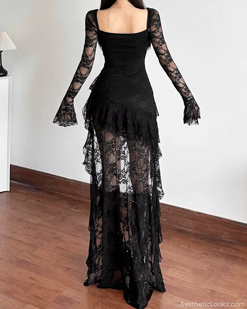 Goth High Low Lace Dress