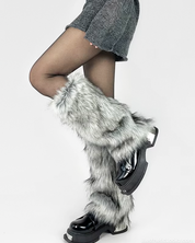 Gray Fur Leg Warmers