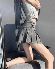 Gray Pleated Skirt Mini