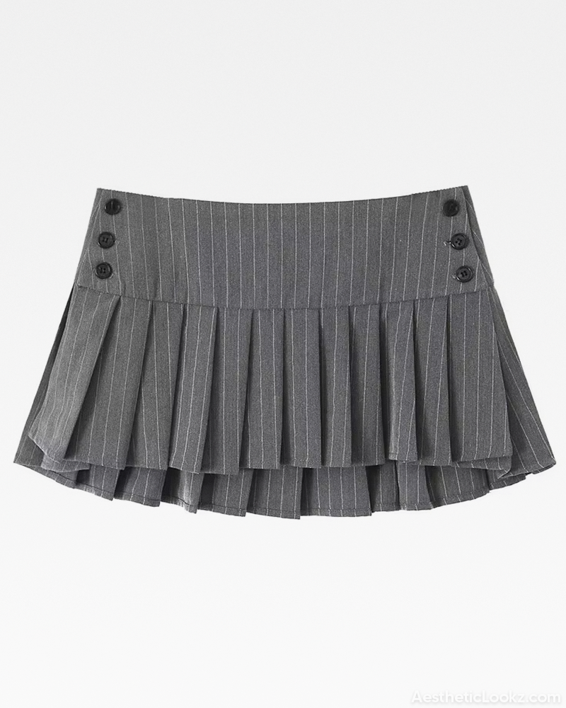 Gray Pleated Skirt Mini