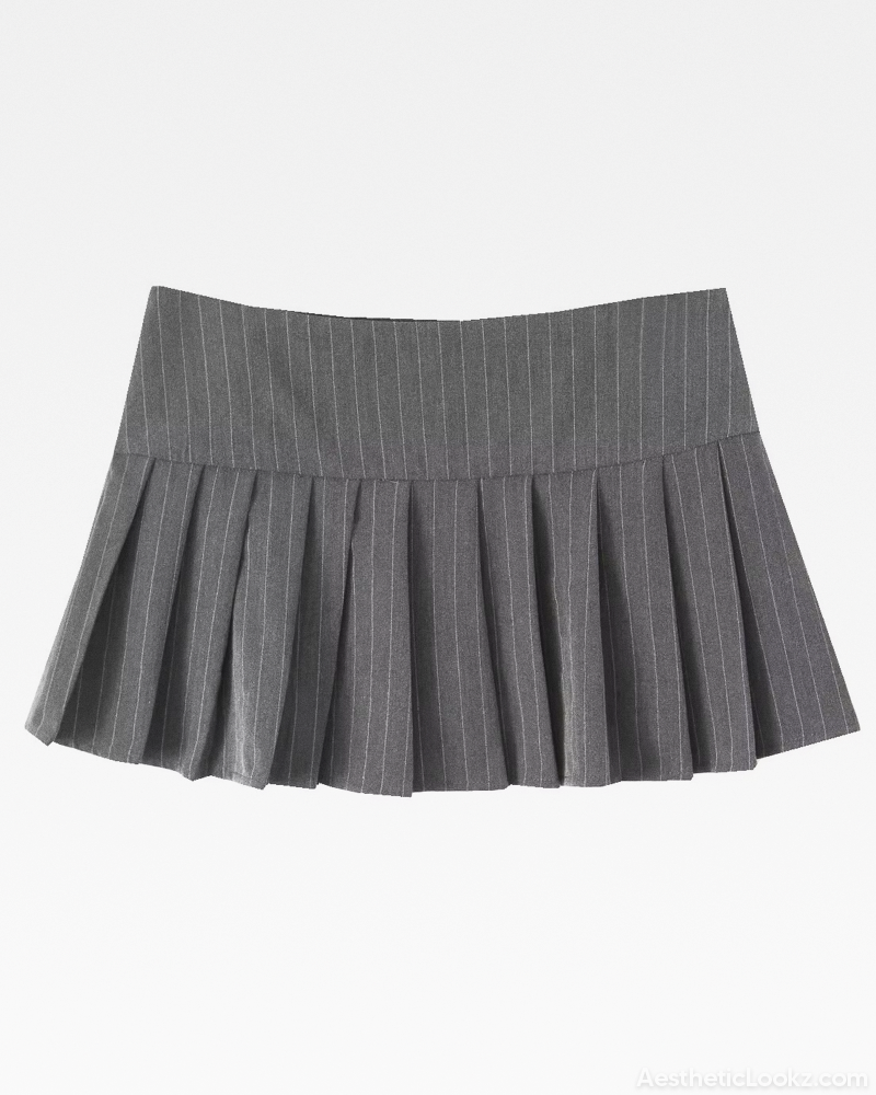 Gray Pleated Skirt Mini