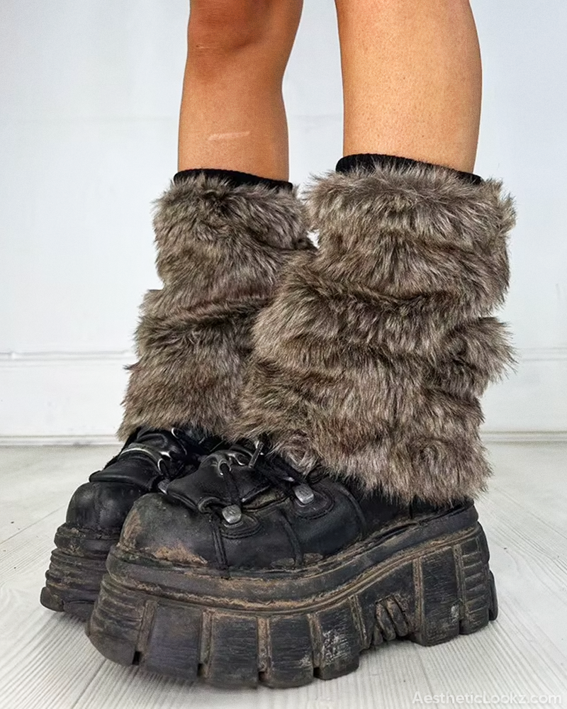 Grunge Faux Fur Leg Warmers