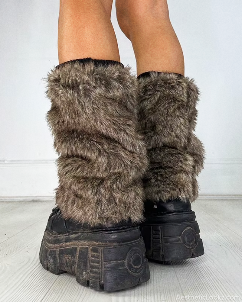 Grunge Faux Fur Leg Warmers