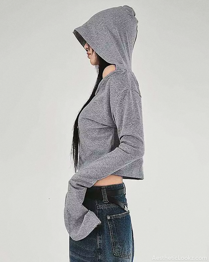 Grunge Off Shoulder Hoodie