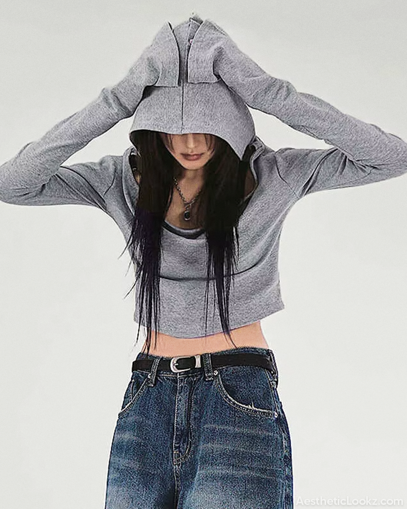Grunge Off Shoulder Hoodie