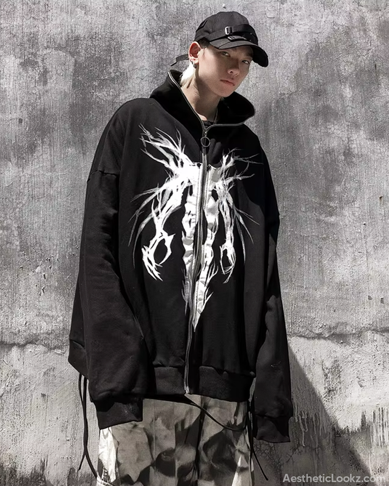Grunge Zip Up Hoodie