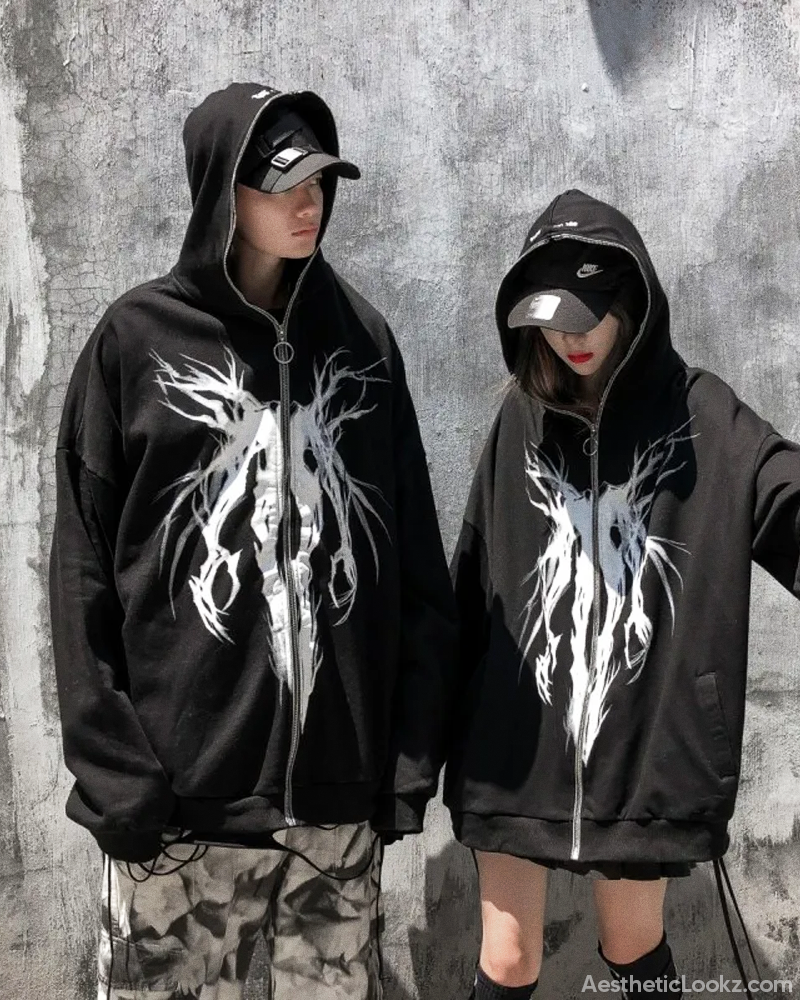 Grunge Zip Up Hoodie