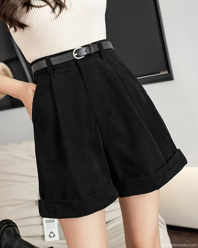 High Waisted Corduroy Shorts