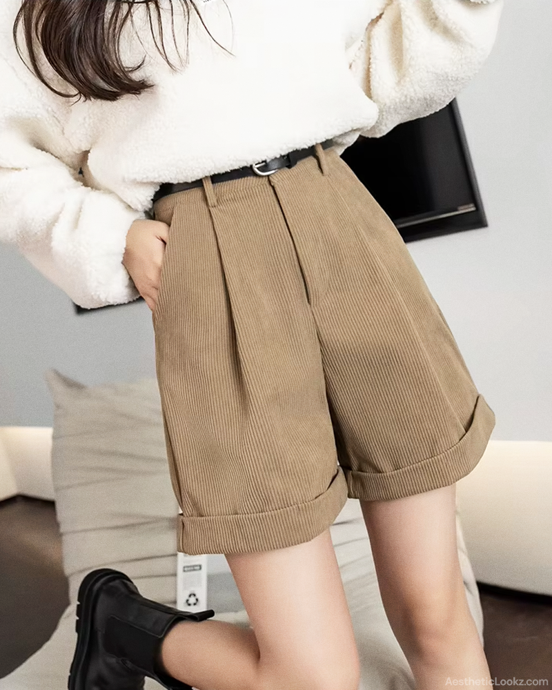 High Waisted Corduroy Shorts