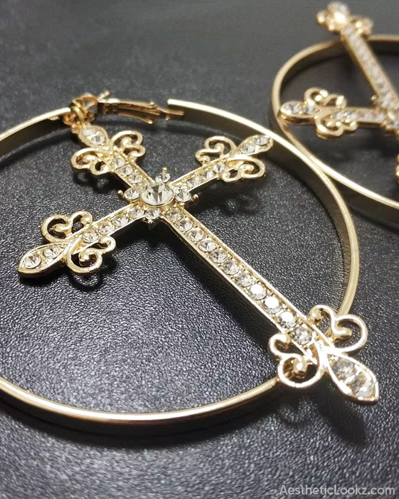Large Cross Hoop Earrings