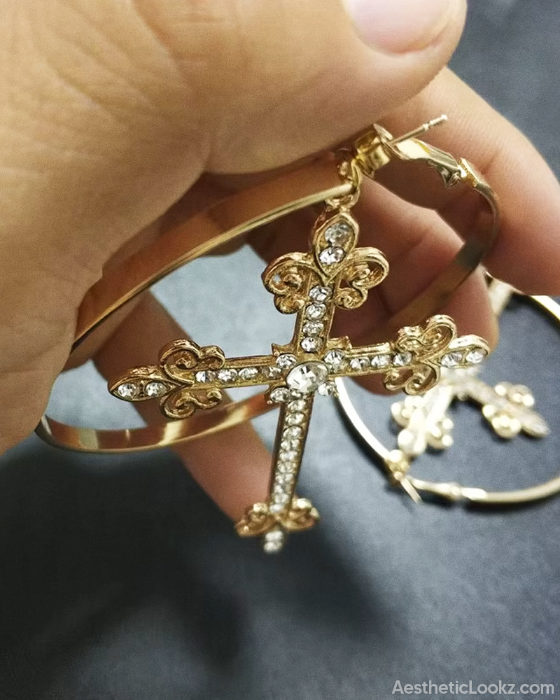 Large Cross Hoop Earrings