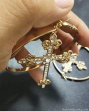 Large Cross Hoop Earrings