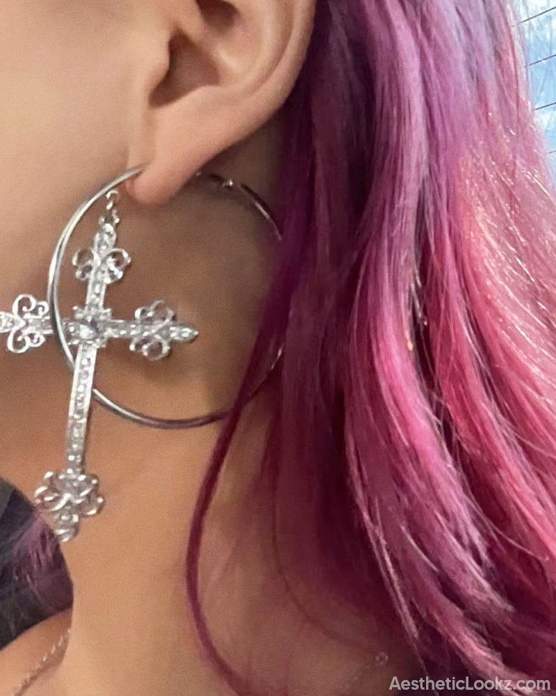 Large Cross Hoop Earrings
