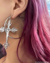 Large Cross Hoop Earrings