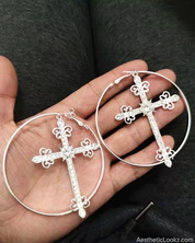 Large Cross Hoop Earrings
