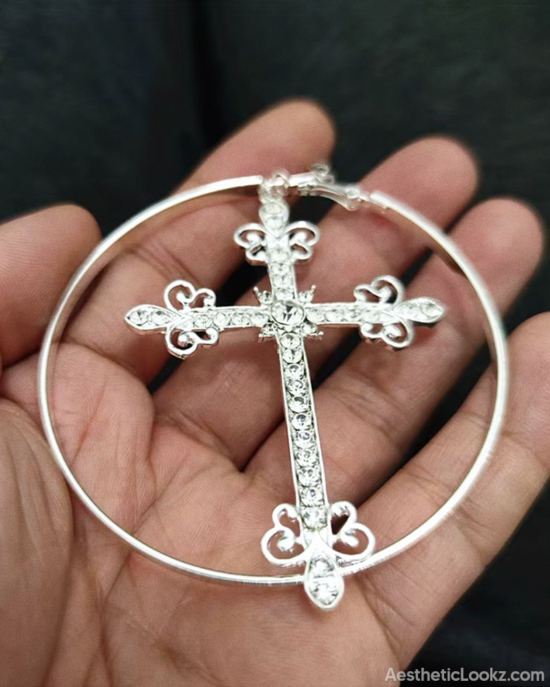 Large Cross Hoop Earrings