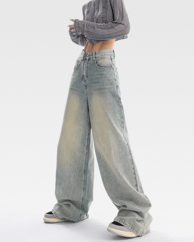 Light Blue Washed Baggy Jeans