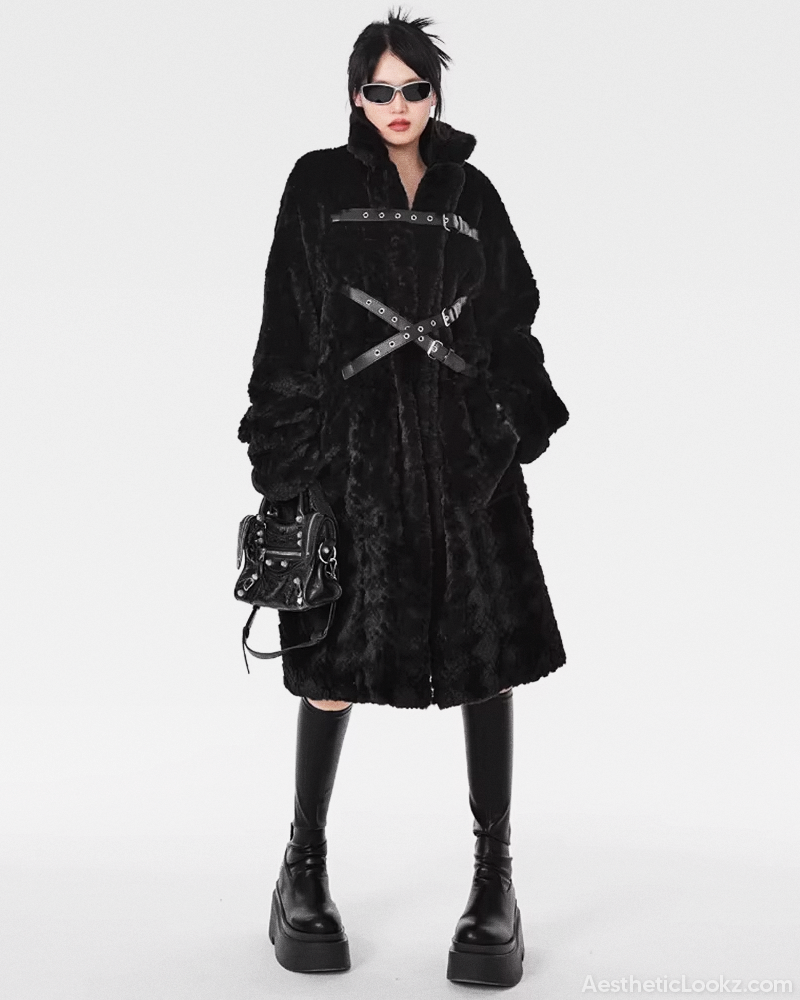 Long Black Faux Fur Coat