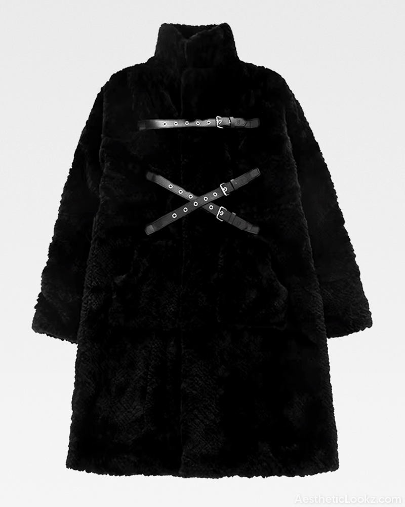 Long Black Faux Fur Coat