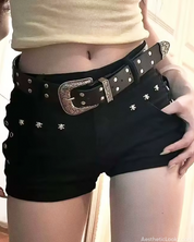 Low Rise Black Denim Shorts