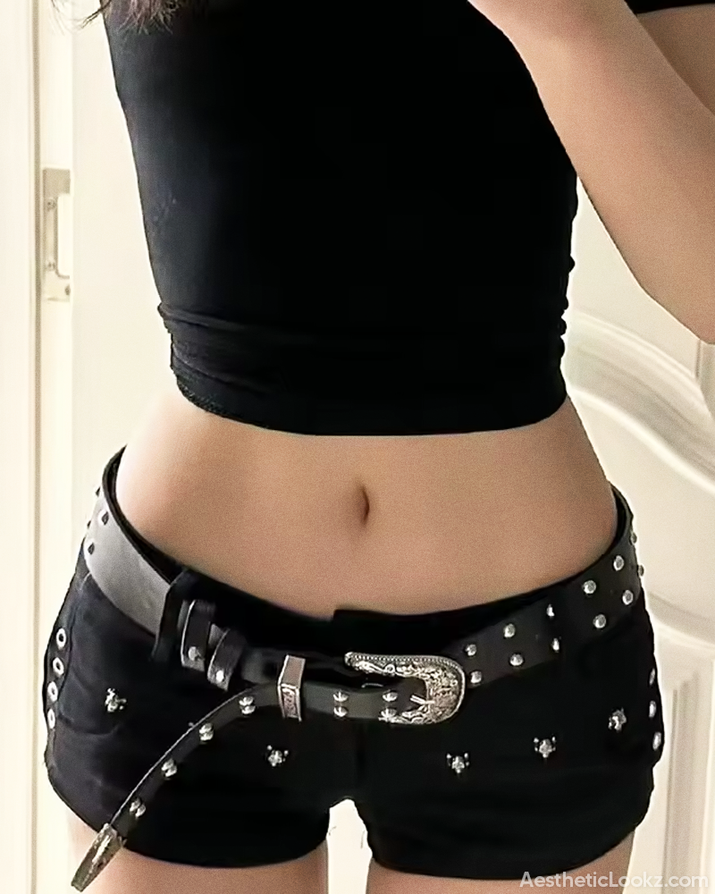 Low Rise Black Denim Shorts