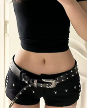 Low Rise Black Denim Shorts