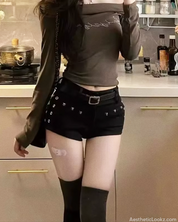 Low Rise Black Denim Shorts