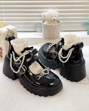 Mary Jane Shoes Heart Buckle