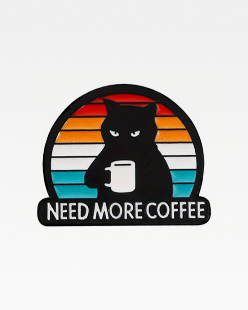 Need More Coffee Cat Pin