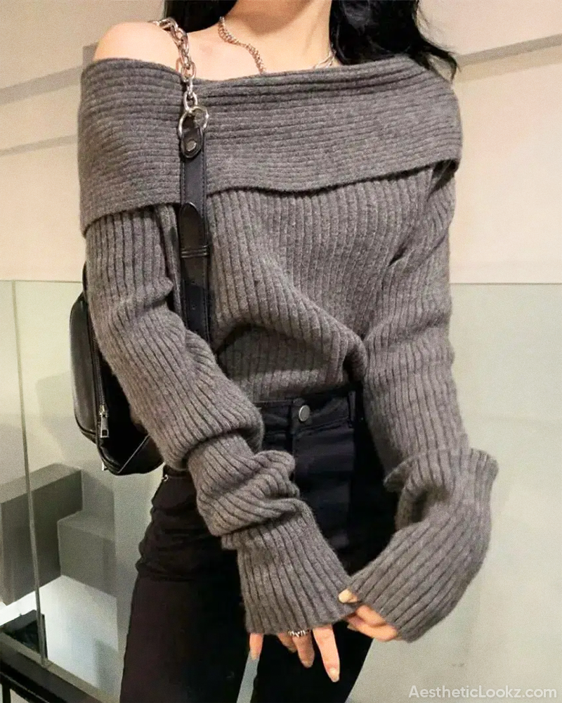 Off The Shoulder Knit Sweater