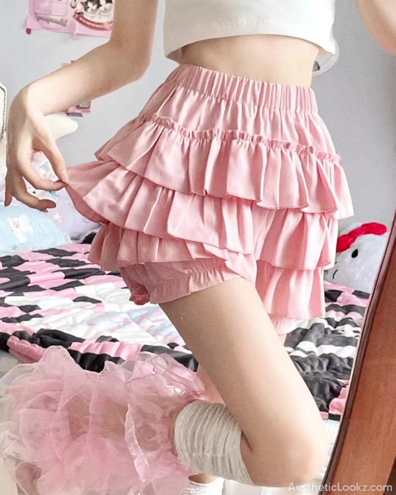 Pink Ruffle Mini Skirt
