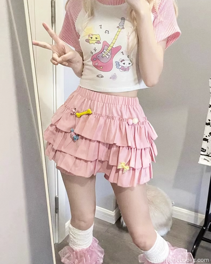 Pink Ruffle Mini Skirt
