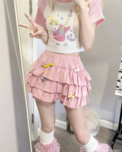 Pink Ruffle Mini Skirt
