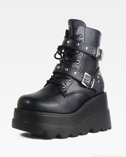 Platform Ankle Boots With Buckles