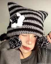 Pom Pom Cat Ear Beanie