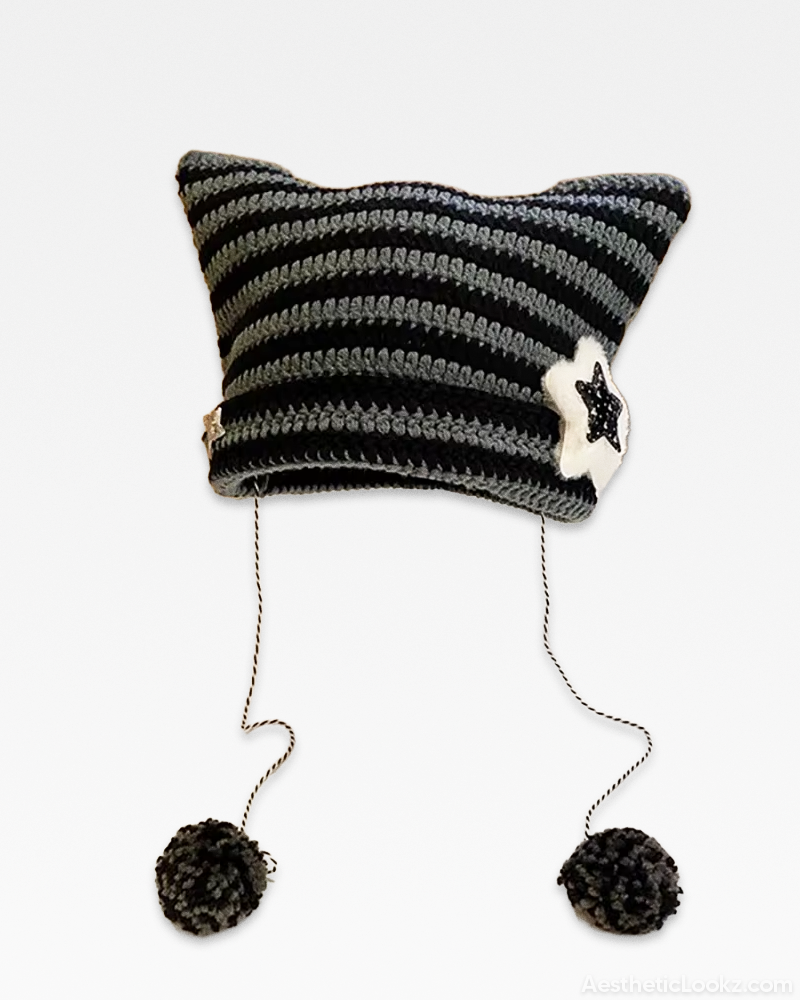 Pom Pom Cat Ear Beanie
