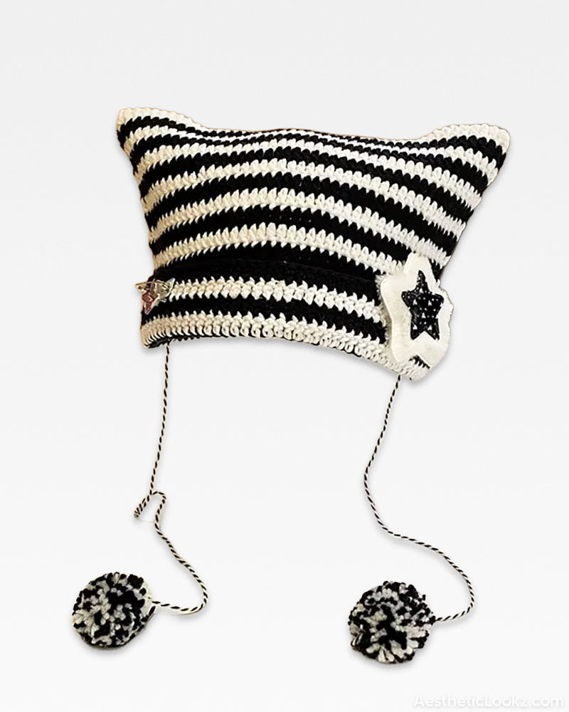 Pom Pom Cat Ear Beanie