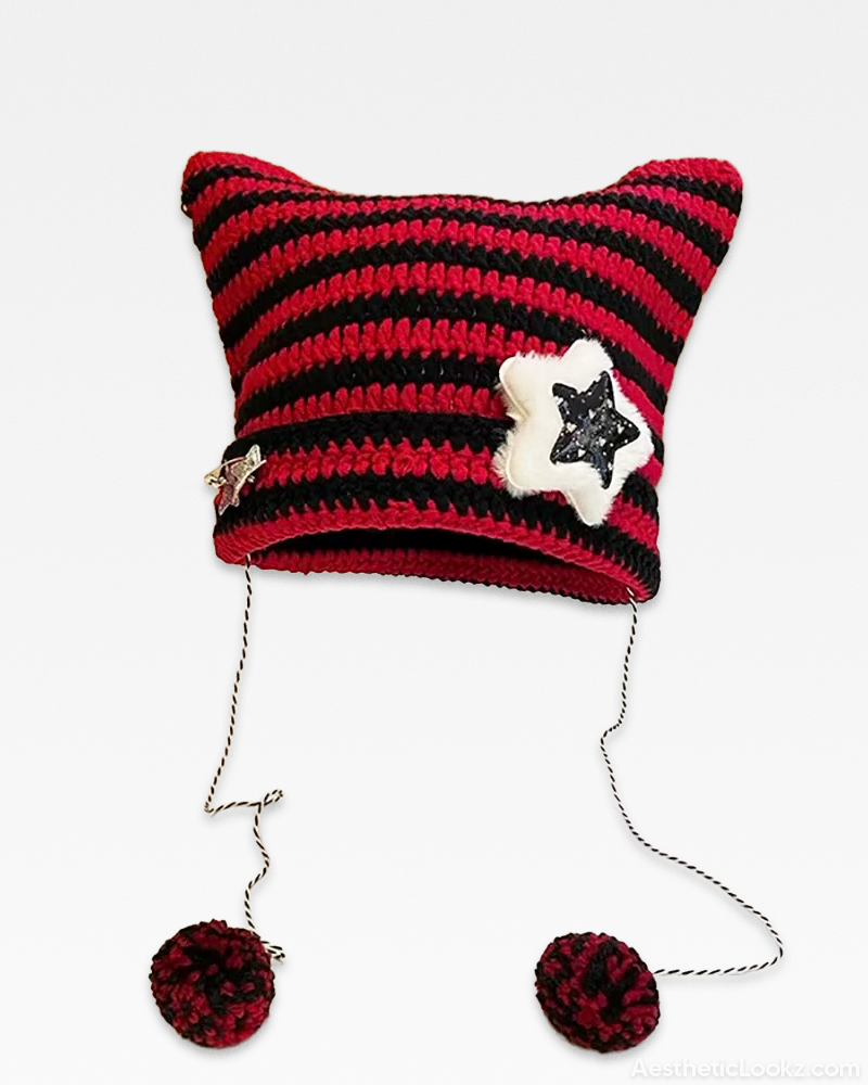 Pom Pom Cat Ear Beanie