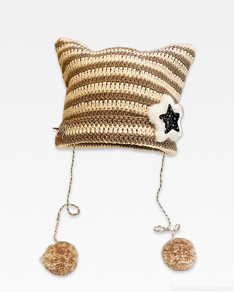 Pom Pom Cat Ear Beanie