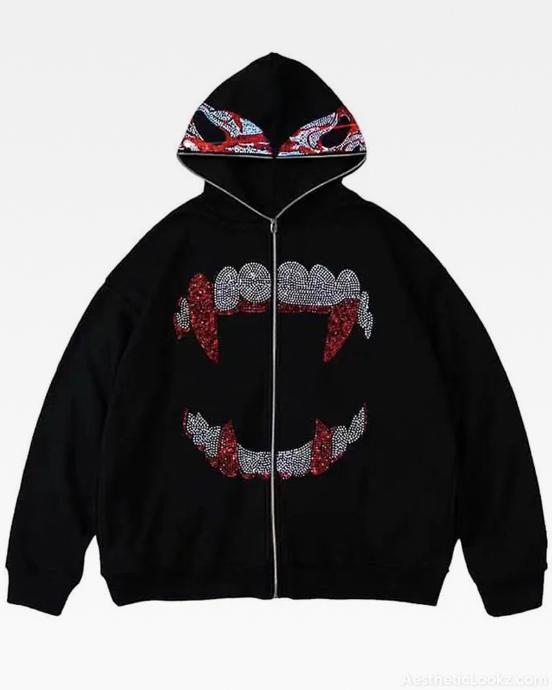 Rhinestone Hoodie Y2K