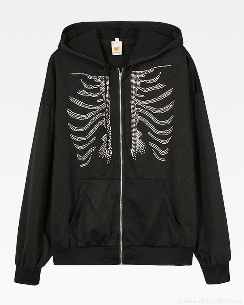 Rhinestone Skeleton Hoodie