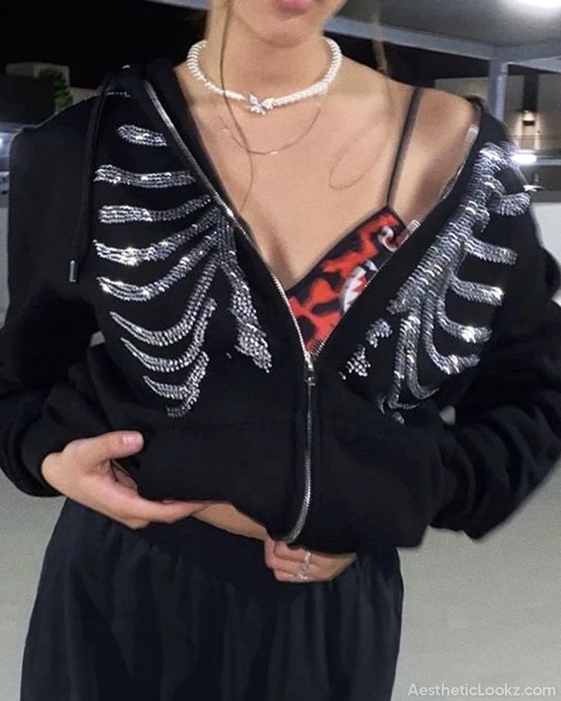 Rhinestone Skeleton Hoodie