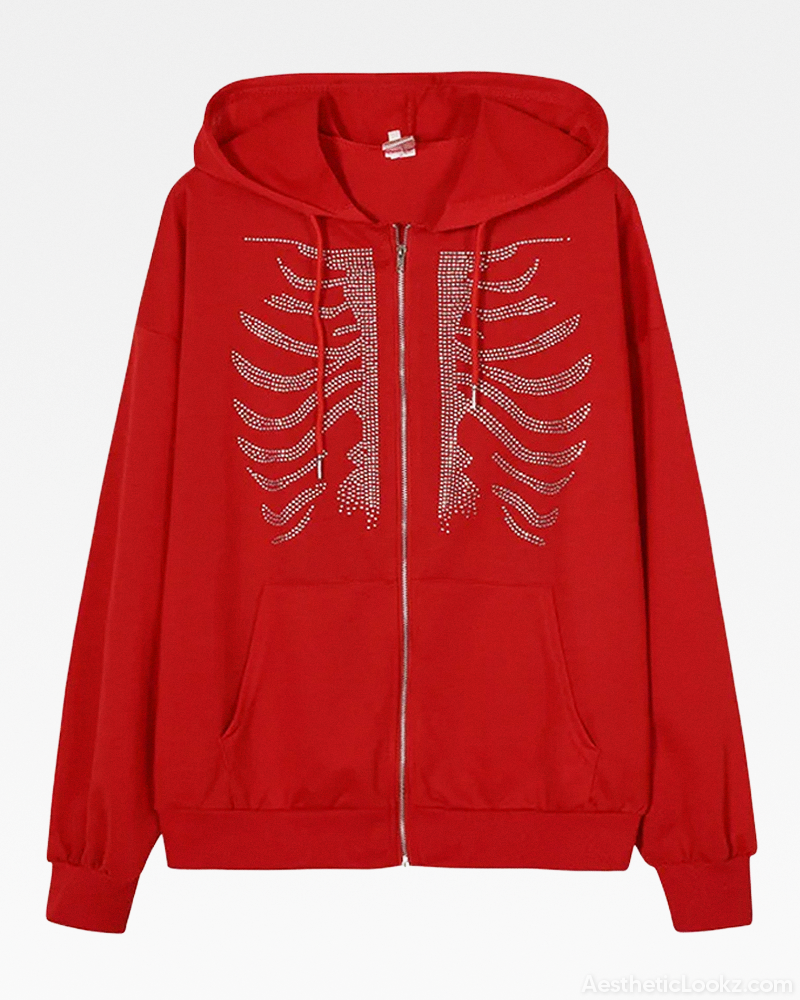 Rhinestone Skeleton Hoodie