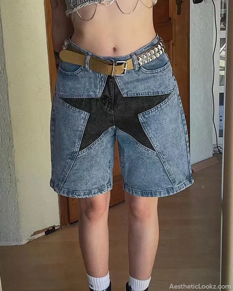 Star Denim Shorts