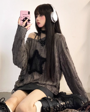 Star Distressed Sweater