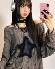 Star Distressed Sweater