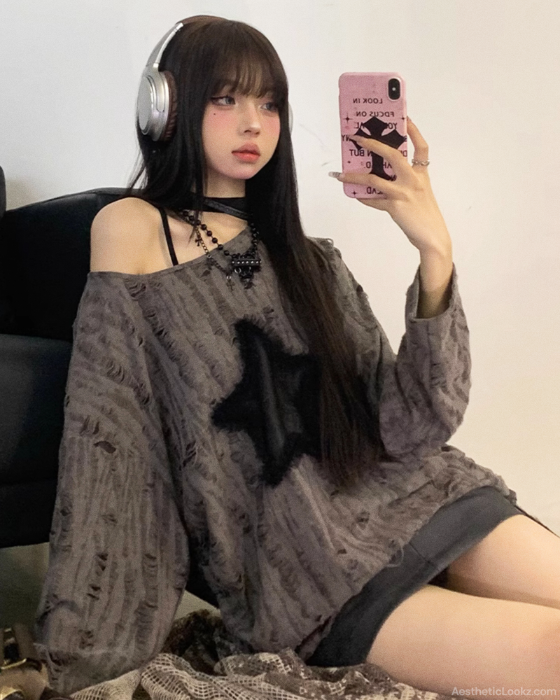 Star Distressed Sweater