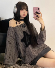 Star Distressed Sweater