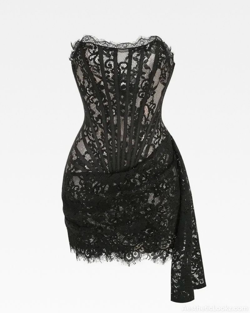 Strapless Lace Mini Dress