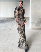 Tattoo Print Maxi Dress